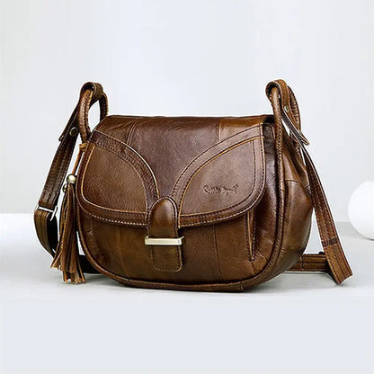 Vintage plain leather ladies one-shoulder messenger bag