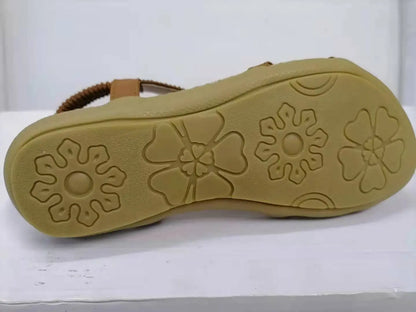 Large Size Flat Sandals Flower Rhinestone Sandals Beach Shoes Trendify