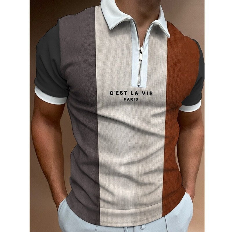 Men's Summer Zip-Up Polo Shirt