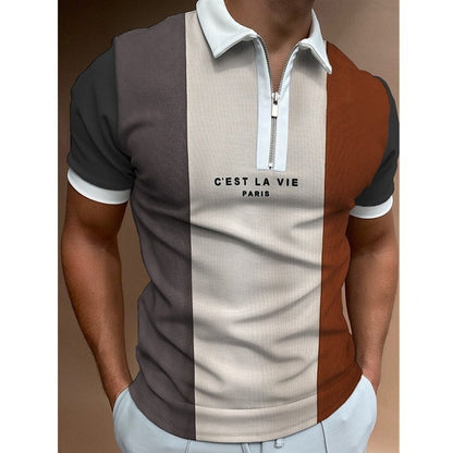 Men's Summer Zip-Up Polo Shirt