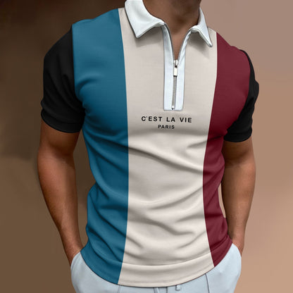Men's Summer Zip-Up Polo Shirt