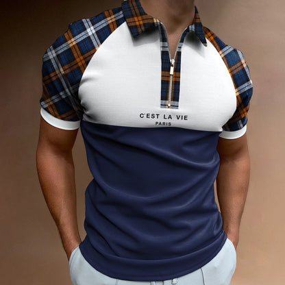 Men's Summer Zip-Up Polo Shirt