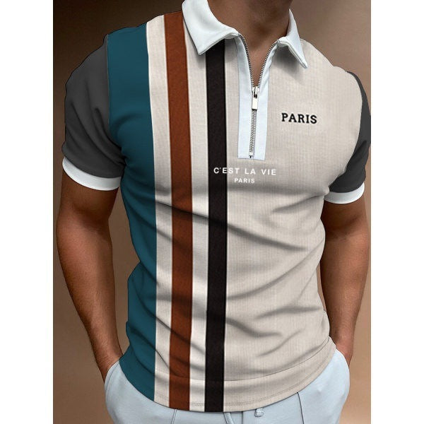 Men's Summer Zip-Up Polo Shirt