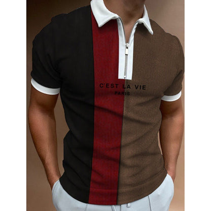 Men's Summer Zip-Up Polo Shirt