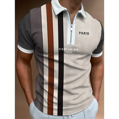 Men's Summer Zip-Up Polo Shirt