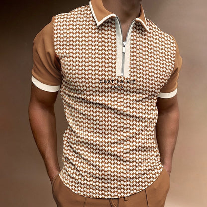 Men's Summer Zip-Up Polo Shirt