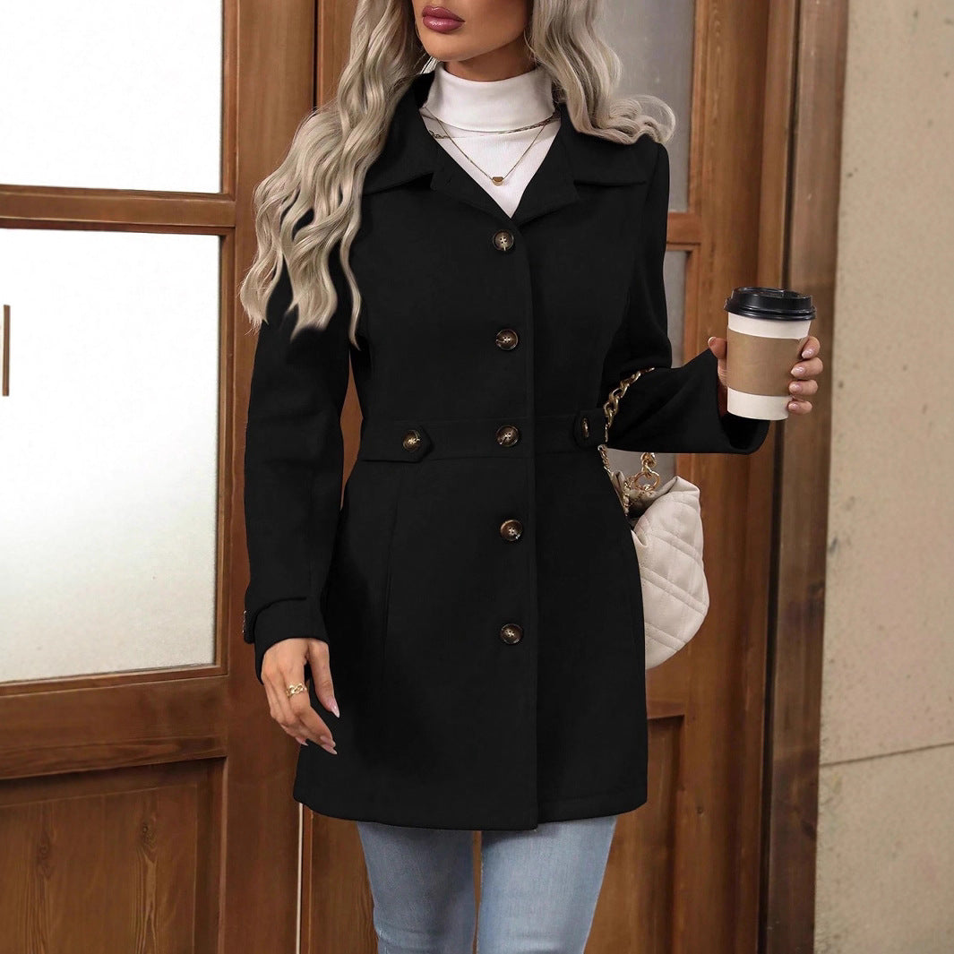 Elegant Single-breasted Woolen Coat
