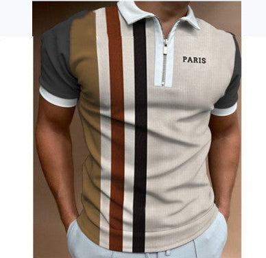 Men's Summer Zip-Up Polo Shirt
